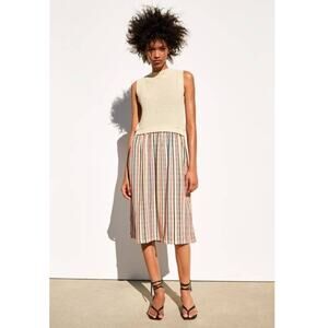 Zara contrasting sweater striped skirt midi sleevless dress sieze large